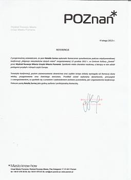 Referencje od Urzędu Miasta Poznania